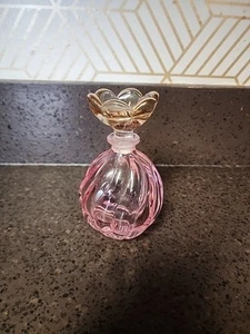 Crystal Perfume Bottle By Same Cristallerie Italy Gilted Flower Stopper Leaded - Picture 1 of 6