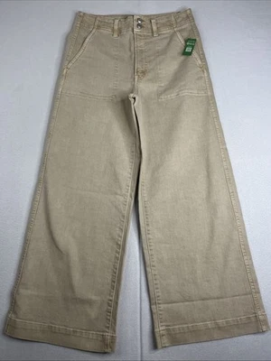 Gap 牛仔裤女式米色高腰阔腿裁剪 8/29R 弹性 — 第 1/4 张图片