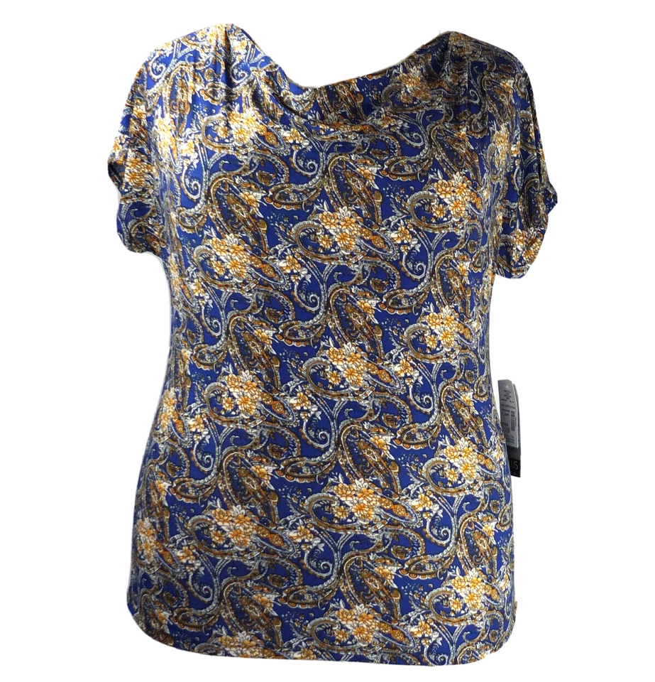 NWT Jonathan Martin Multi-Color Plus Size 2X Top Blouse Draped Neck Stretch - Image 1 of 4