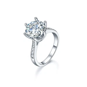 Anillo relleno de oro blanco con banda de circón cúbico de 12 mm para mujer talla 6-9 - Imagen 1 de 6