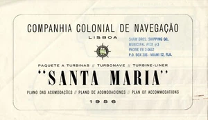 1950s Companhia Colonial de Navegacao SANTA MARIA Color-Coded Deck Plan - Picture 1 of 3