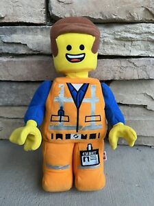 The Lego Movie 2 Emmet Brickowski 16” Plush Pillow Toy Figure Orange MINT!
