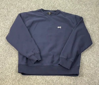 Sudadera Stussy Stock Logo Crew Para Hombre XXL Azul Bordada Foto 1 de 4