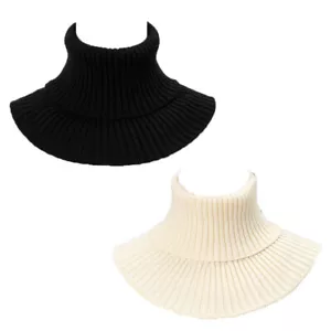 Women Knitted Turtleneck Dickey False Mock Blouse Half Top Collar Neck Cover - Picture 1 of 16