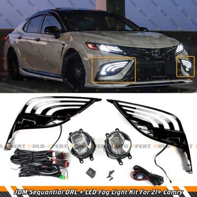 PARA 21-24 CAMRY SE XSE DRL CUBIERTA BISEL SECUENCIAL + KIT LUZ ANTINIEBLA LED LENTE TRANSPARENTE Foto 1 de 4