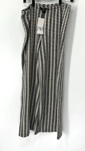 Zara NWT knit wide leg pants women’s large Cream Black - Picture 1 of 7