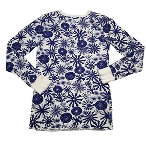 Joe Boxer Pyjama Oberteil Shirt Gr. M Blau Schneeflocke Thermo Langarm Oberteil - Bild 1 von 8