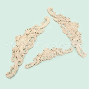 1Pc Rubber Wood Applique European Style Long Wood Carved Onlay Decal Home Decor - Picture 1 of 11