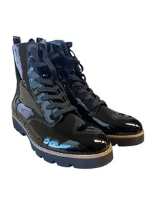 NIB Vionic Lani Women's Patent Lace Up Boots In Black Size: 8 - Picture 1 of 7