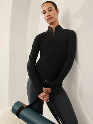 Camisa Top Athleta M Mediana Saludo Media Cremallera Negra ¡NUEVA CON ETIQUETAS! #882390 Foto 1 de 4