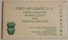 Chiu An Chang Family Practice Vintage Business Card Tuscan Arizona bc8