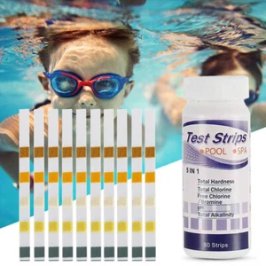 50Pcs 5 in 1 Pool Test Strips for Free Chlorine Bromine Total Alkalinity PH - Picture 1 of 11