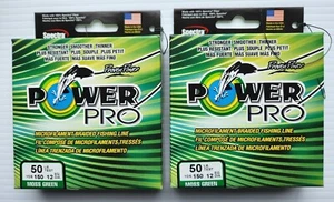 2 Spulen PowerPro geflochtene Angelschnur - Moos_Grün - 50 Pfund - 150yd/135m - Bild 1 von 2