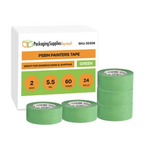 24 Rolls Green Painters Masking Tape, 2" x 60 Yards, 5.5 Mil for Walls Painting - Picture 1 of 8