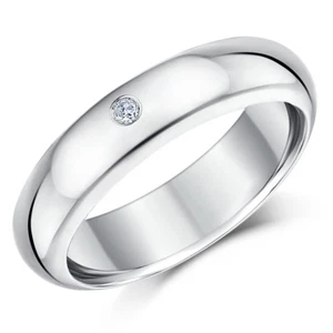 Anillo De Boda De Diamante En Oro Blanco Hueco De 9 Quilates 6mm - Imagen 1 de 2