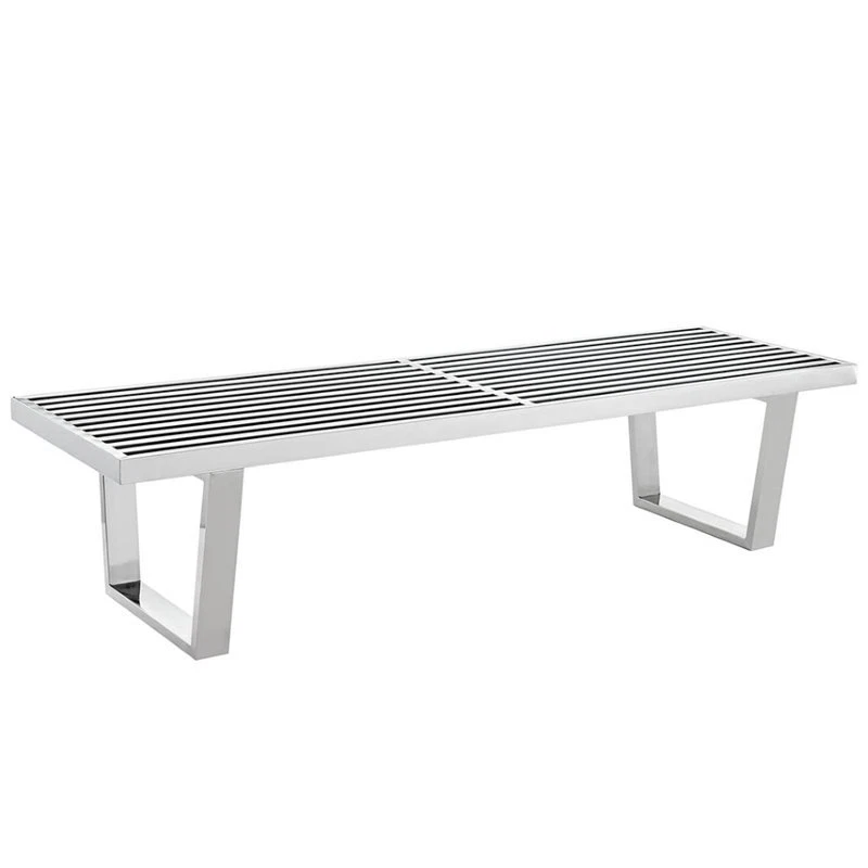 Modway Sauna 5' Stainless Steel Bench Silver
