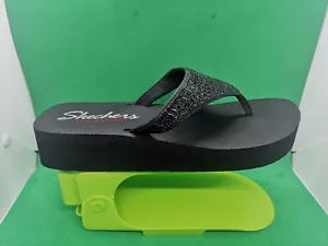 Skechers Yoga Foam 31601 Slip On Thong Flip Flop Sandals Women Sz 10 Black bling - Picture 1 of 21