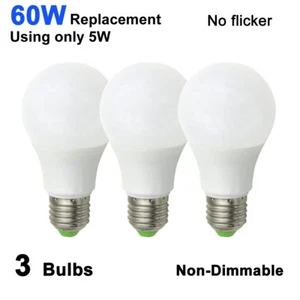 3pcs LED Light Lamp E27 A19 AC/DC 12-24V 5W Globe Bulb Warm White Equivalent 60W - Picture 1 of 5