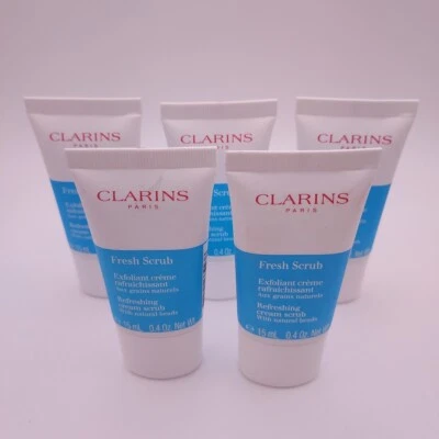 LOT OF 5 Clarins Fresh Scrub Refreshing Cream Travel Size .4oz ea Sealed  - Image 1 of 4