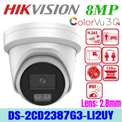 Hikvision DS-2CD2387G3-LI2UY 8MP ColorVu3.0  Smart Hybrid Light IP POE Camera UK - Image 1 of 4