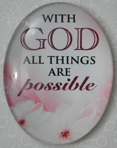 Magnet, 54 x 44mm Glass, With GOD All Things Are Possible - Imagen 1 de 1