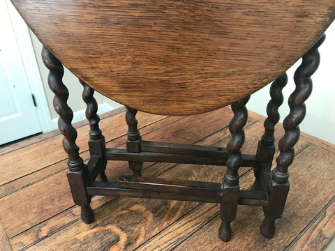 Antique  SMALL English Barley Twist Leg Table Cover
