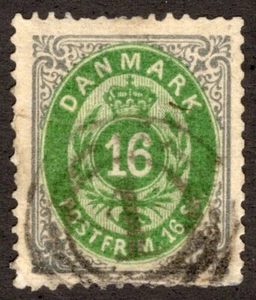 DINAMARCA 1871 SC #20 - P-14x13,5 16sk "Normal" (perfs) CV $175,00 *Sellos de la bahía* - Imagen 1 de 2