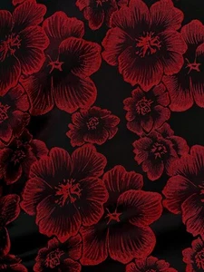 RED BLACK Floral Brocade Fabric (60 in.) Sold By The Yard - Picture 1 of 1