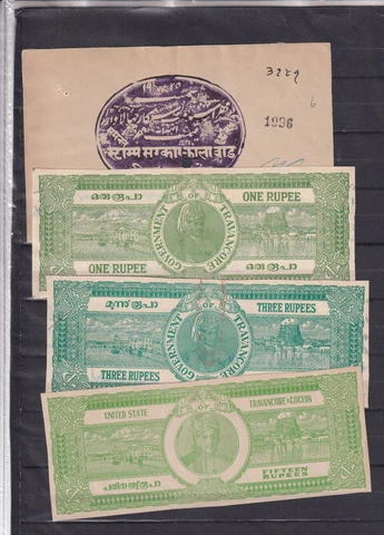 000ZM India ( States ) revenue nice lot of stamps on 2 pages see scan Cover