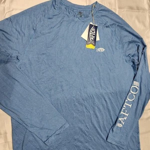 AFTCO Fishing Shirt Men XXL Samurai Yurei Performance Wicking Quick Dry Spellout - Picture 1 of 8