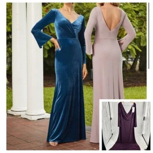 Christina Wu Jersey lila burgunderrot Langarm Maxi festliches Kleid 22106 Gr. 16 - Bild 1 von 6