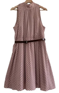 Anthropologie RYU Halter Sailboat Dress Size L Blush Pink Brown Neck Tie Belted - Picture 1 of 23
