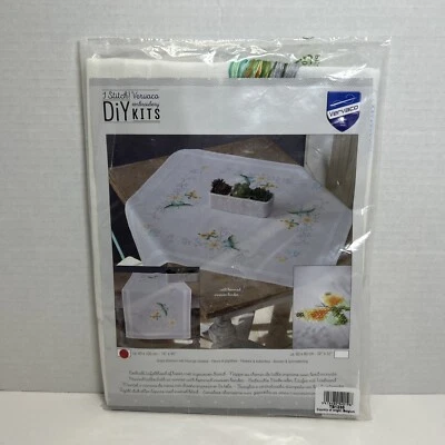 Vervaco Cross Stitch Tablecloth Runner Kit Flowers & Butterflies 16"×40" Belgium - Image 1 of 4