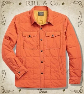 RRL Ralph Lauren Herren Orange Gesteppt Nylon Outdoor Hemd Jacke Gefüttert Gefüllt - Bild 1 von 4