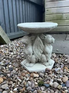 Gargoyle Gremlin Dog Bird Bath Feeder Statue Stone Garden Ornament Decor Gift - Picture 1 of 4