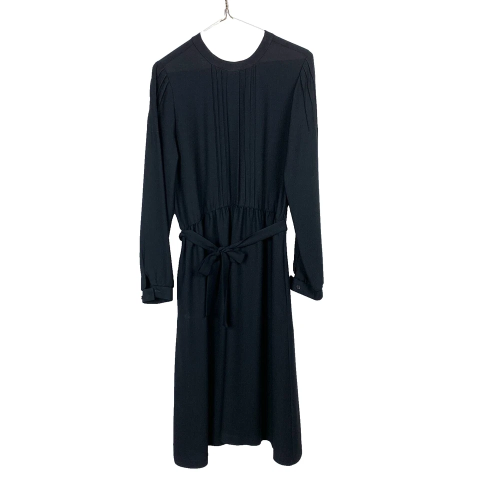 Vestido Secretaria Vintage Años 70 The Hirsh Girl Negro Twee Fit Acampanado Cinturón Talla 8 Foto 1 de 4