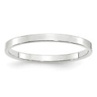 Solid 14k White Gold 2mm Lightweight Flat Wedding Band Size 7.5 - Ring Size 7.5