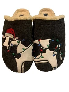 Lands End Women’s Cozy Cow Felt Scuff Slippers Size 6 Sherpa Lined - Picture 1 of 5