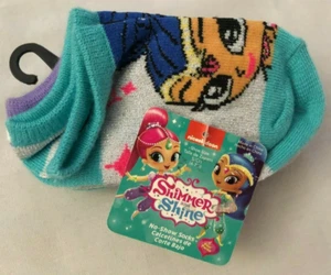 Girls Socks 5 Pair Shimmer and Shine Kids Size Small Pack No Show Glitter NEW - Picture 1 of 6