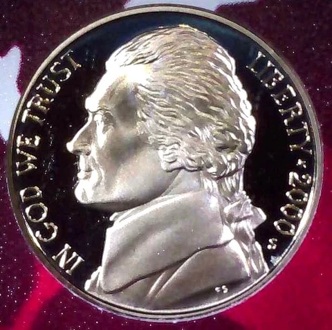 2000-S Proof Lincoln cent , Jefferson Nickel and Silver Roosevelt  Dime Cover