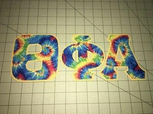 THETA PHI ALPHA 5 INCH GREEK SORORITY IRON ON LETTERS (NO SEW) - TIE DYE - Picture 1 of 1