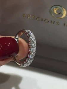 ANILLO MEDIA ETERNIDAD ORO BLANCO 18CT DIAMANTES 1.00CT ANILLO DAMA *GOY602A - Imagen 1 de 11