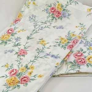 J C Penney Vintage Elfenbein mit Blumenmuster Twin Flach & Spannbettlaken NEU - Bild 1 von 9