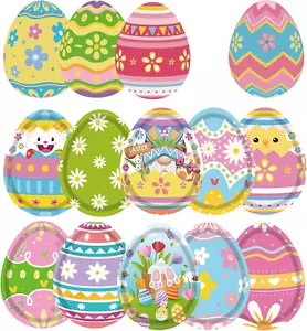 Easter Egg Tableware-60Pcs Easter Bunny Egg Shaped Plates and Napkins Set Happy - Picture 1 of 12