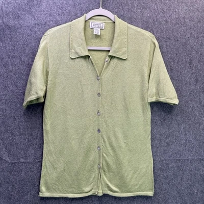 Suéter para mujer Jennifer Moore grande verde algodón rayón botón delantero Foto 1 de 4