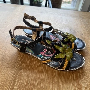 Spring Step L’Artiste Poolside Womens 39 US 8.5 Wedge Sandals Multicolor Leather - Picture 1 of 7