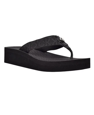 Calvin Klein Womens Meena Logo Platform Flip Flops Black Size 8 MSRP $39 - Image 1 of 4