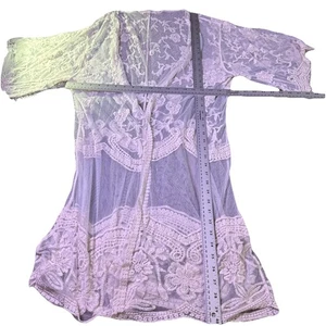 Spolverino a rete grande Adiva taglia L kimono pizzo avorio boho spiaggia romantico vedere attraverso - Foto 1 di 2