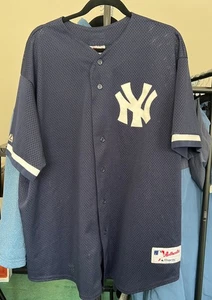 New York Yankees Majestic Authentic Collection Mesh BP Trikot Navy Blau 2XL Vintage - Bild 1 von 10