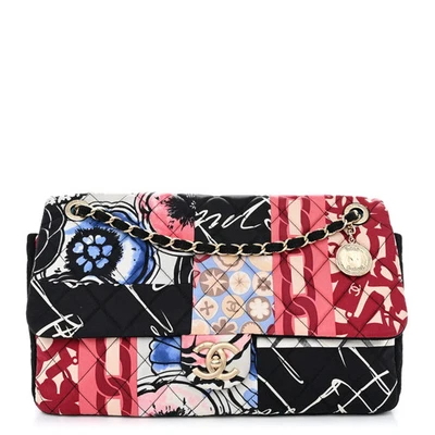 Bolso de Hombro Chanel Tela Acolchado Patchwork Solapa Mediana Rojo Negro Multicolor Foto 1 de 4